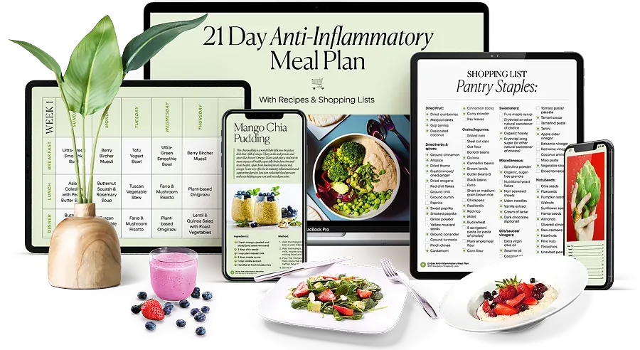21-Day Anti-Inflammatory Meal Plan with recipes and shopping lists