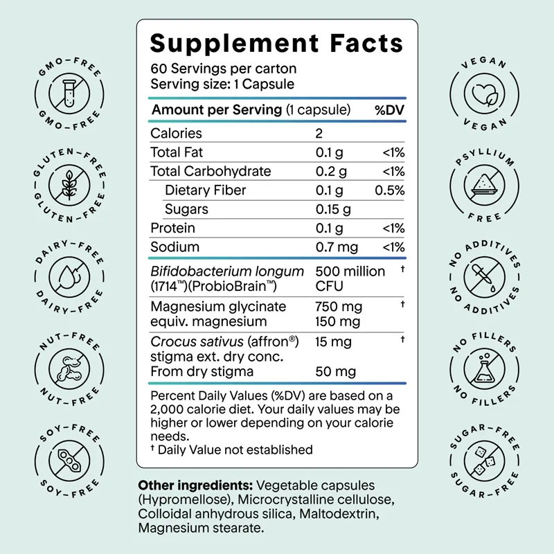 MagBiotic supplement facts panel