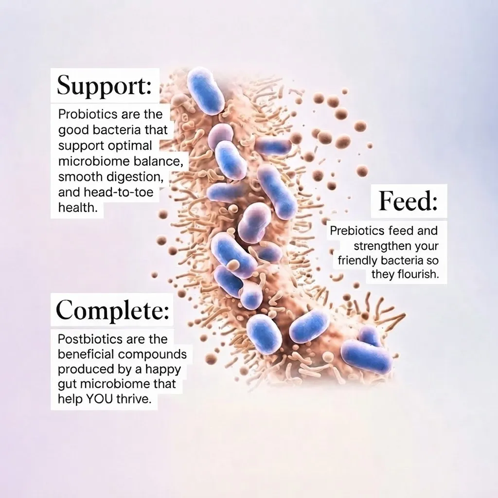 The complete gut-health cycle: how prebiotics, probiotics, and postbiotics work together