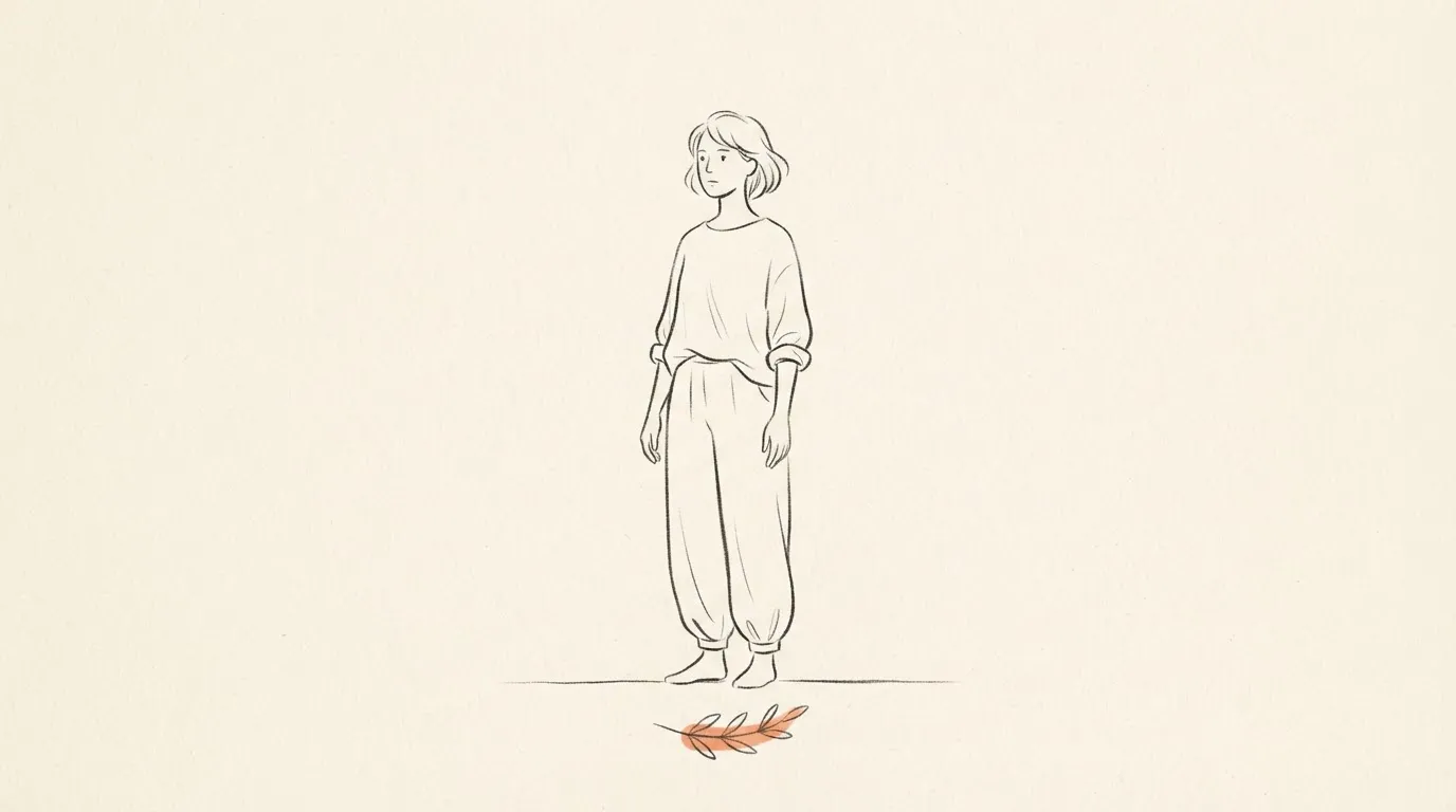 Editorial illustration of a person standing calm and already balanced